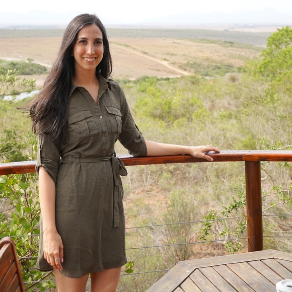 Army Green Mini Dress - Picture 1 of 3